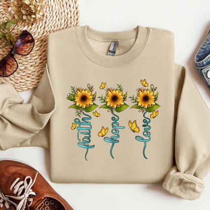 Faith Hope Love Sunflower Butterfly 03