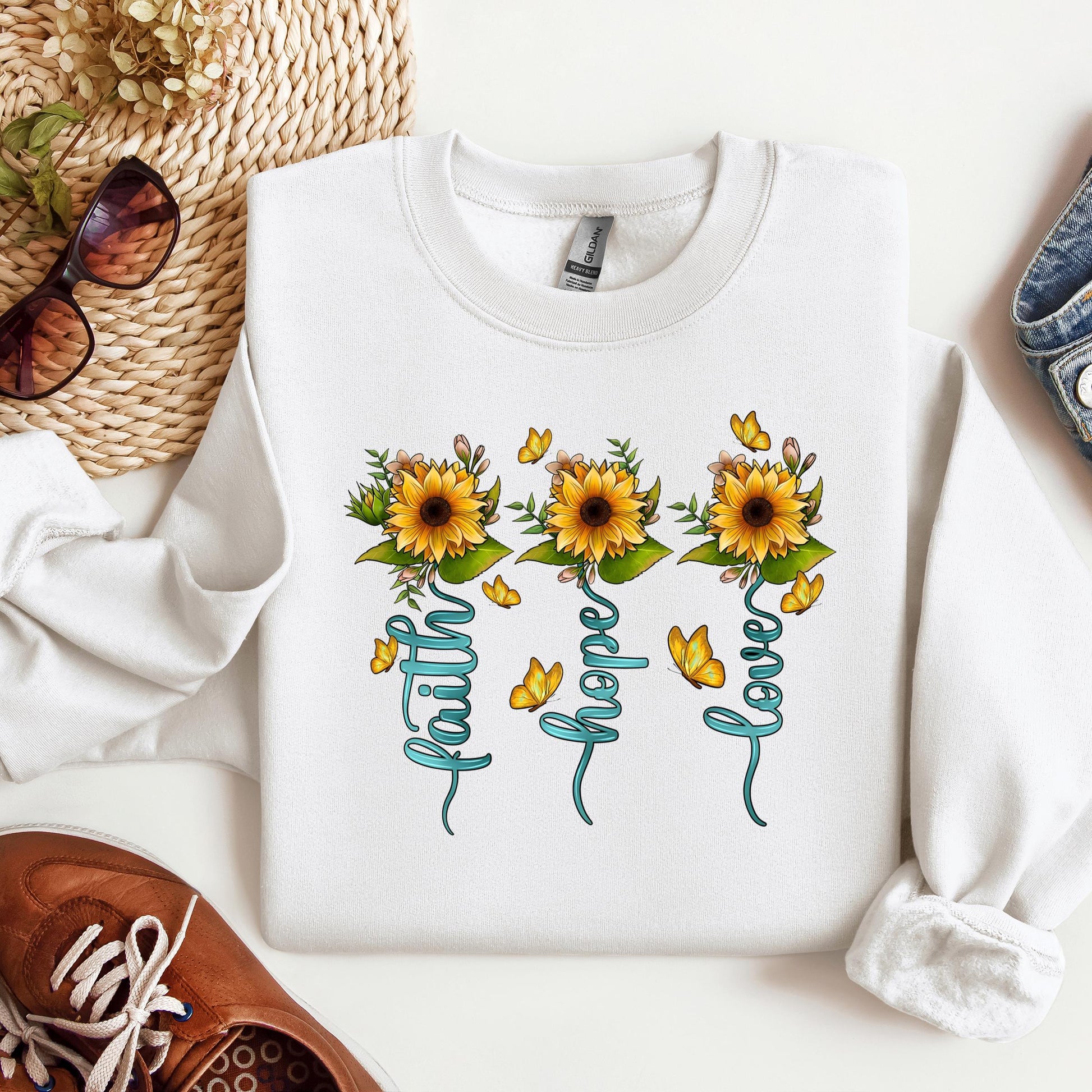 Faith Hope Love Sunflower Butterfly 03