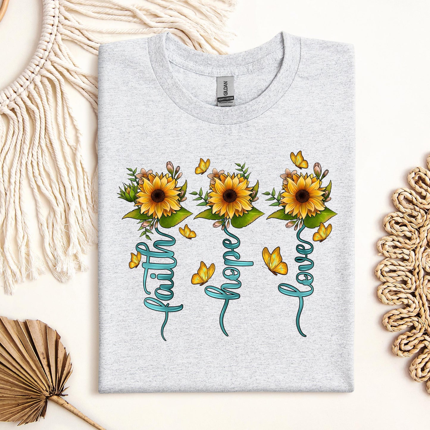 Faith Hope Love Sunflower Butterfly 03