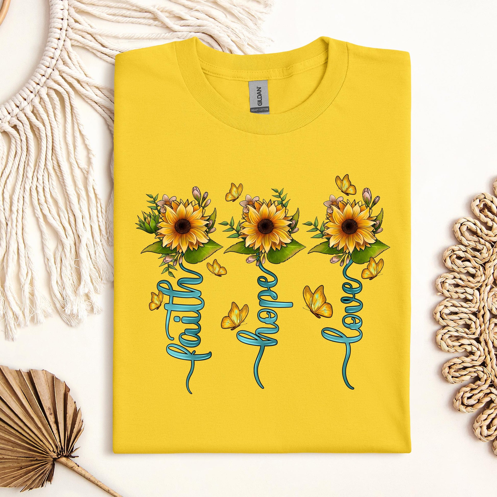Faith Hope Love Sunflower Butterfly 03