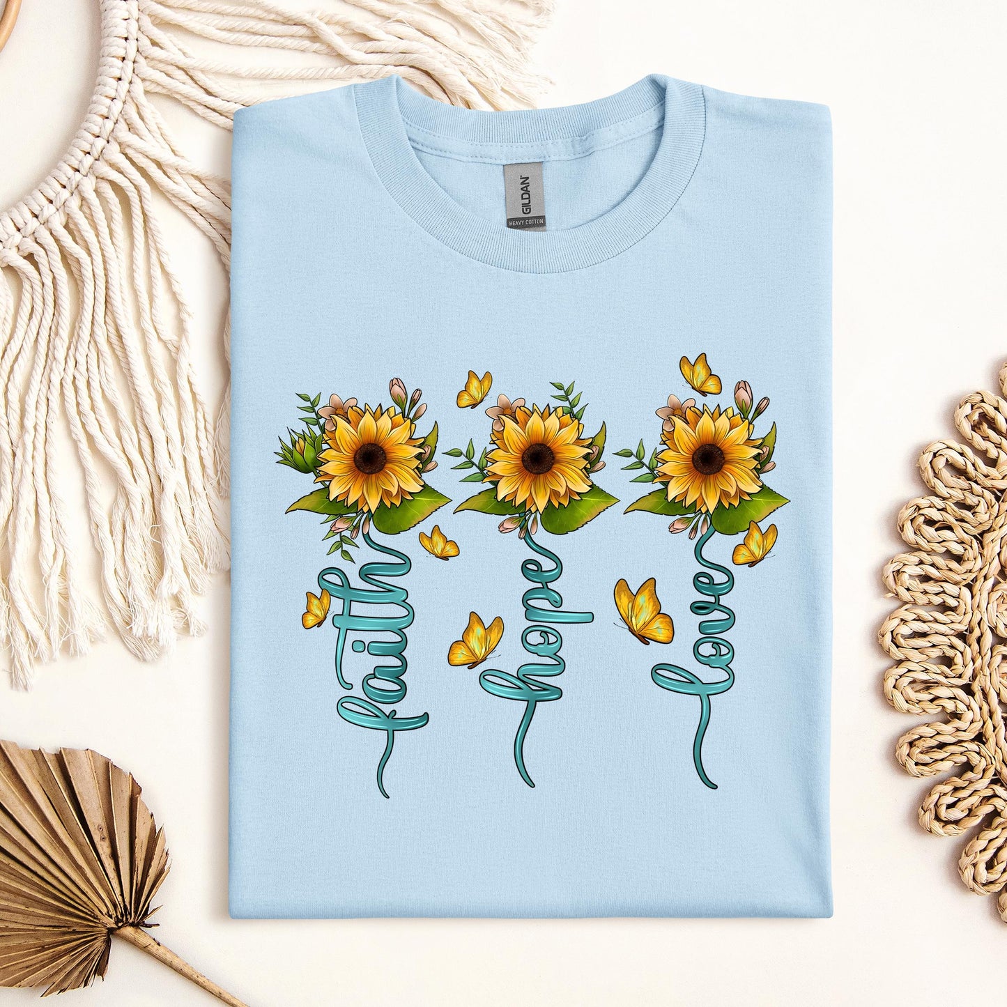 Faith Hope Love Sunflower Butterfly 03