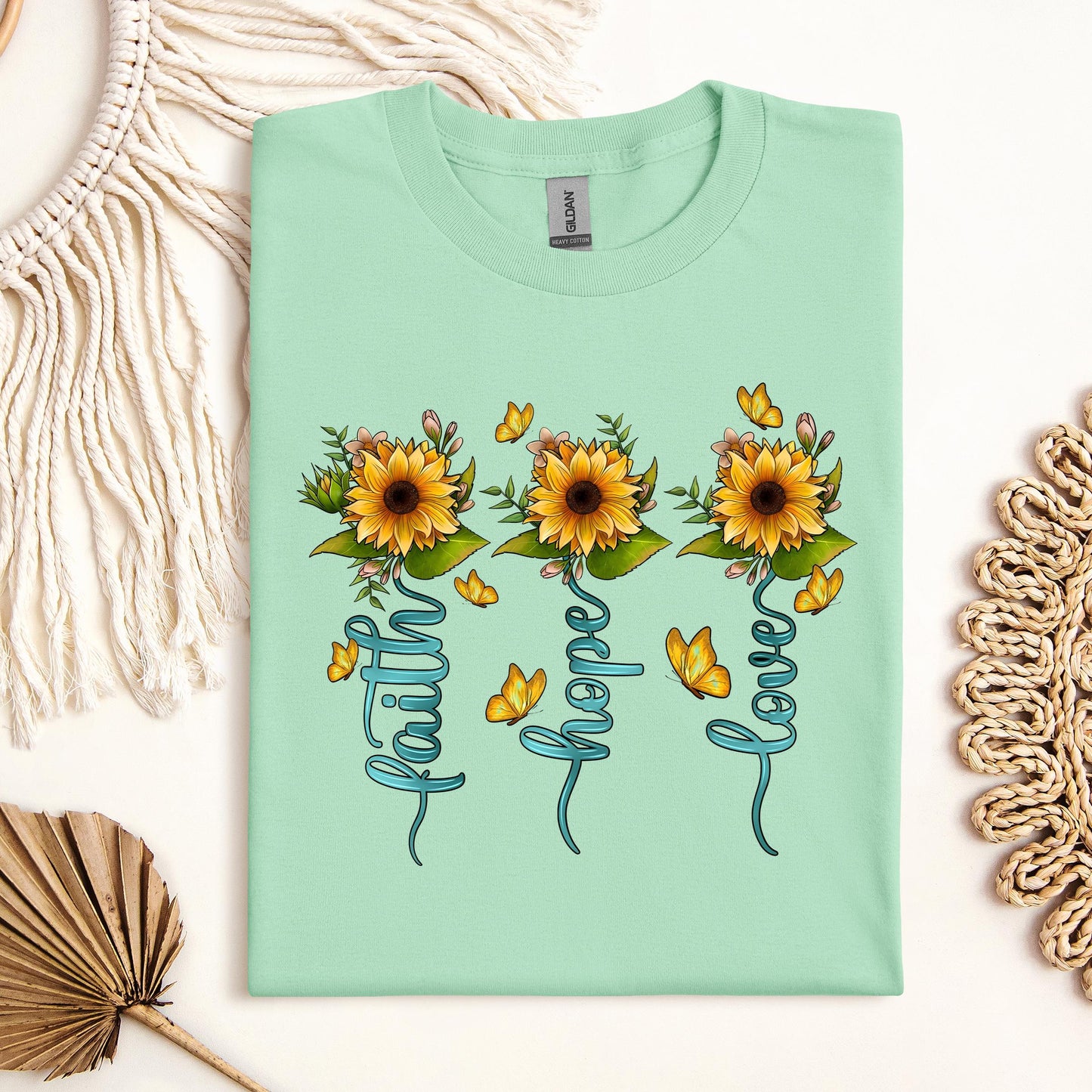 Faith Hope Love Sunflower Butterfly 03