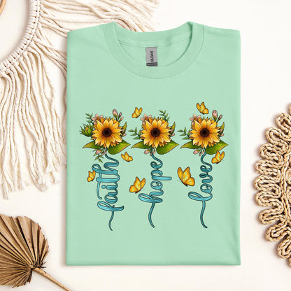 Faith Hope Love Sunflower Butterfly 03