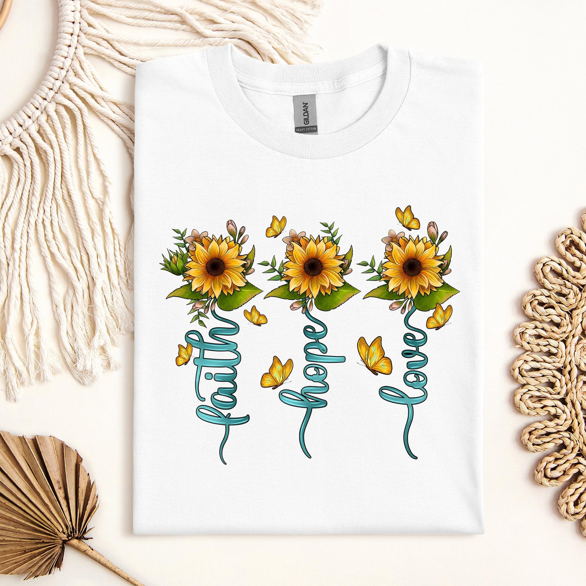 Faith Hope Love Sunflower Butterfly 03