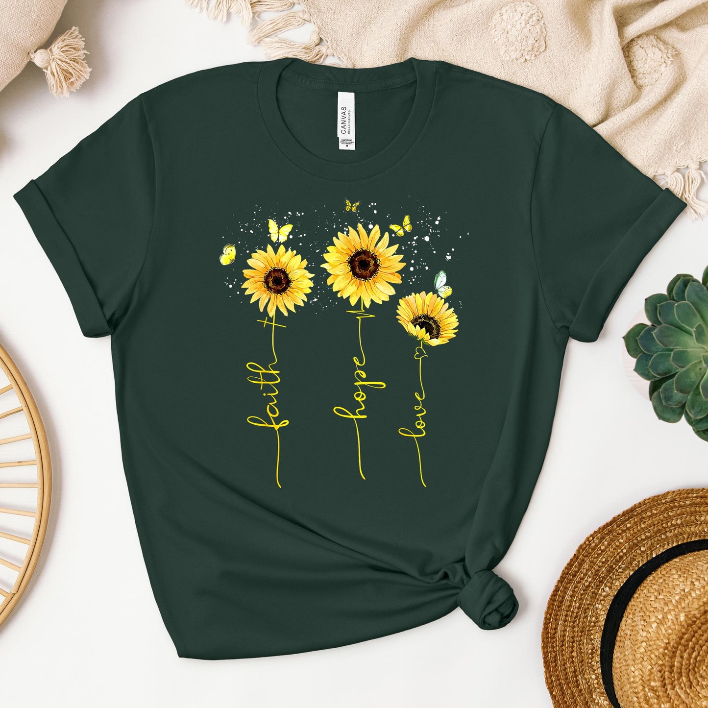 Faith Hope Love Sunflower Butterfly