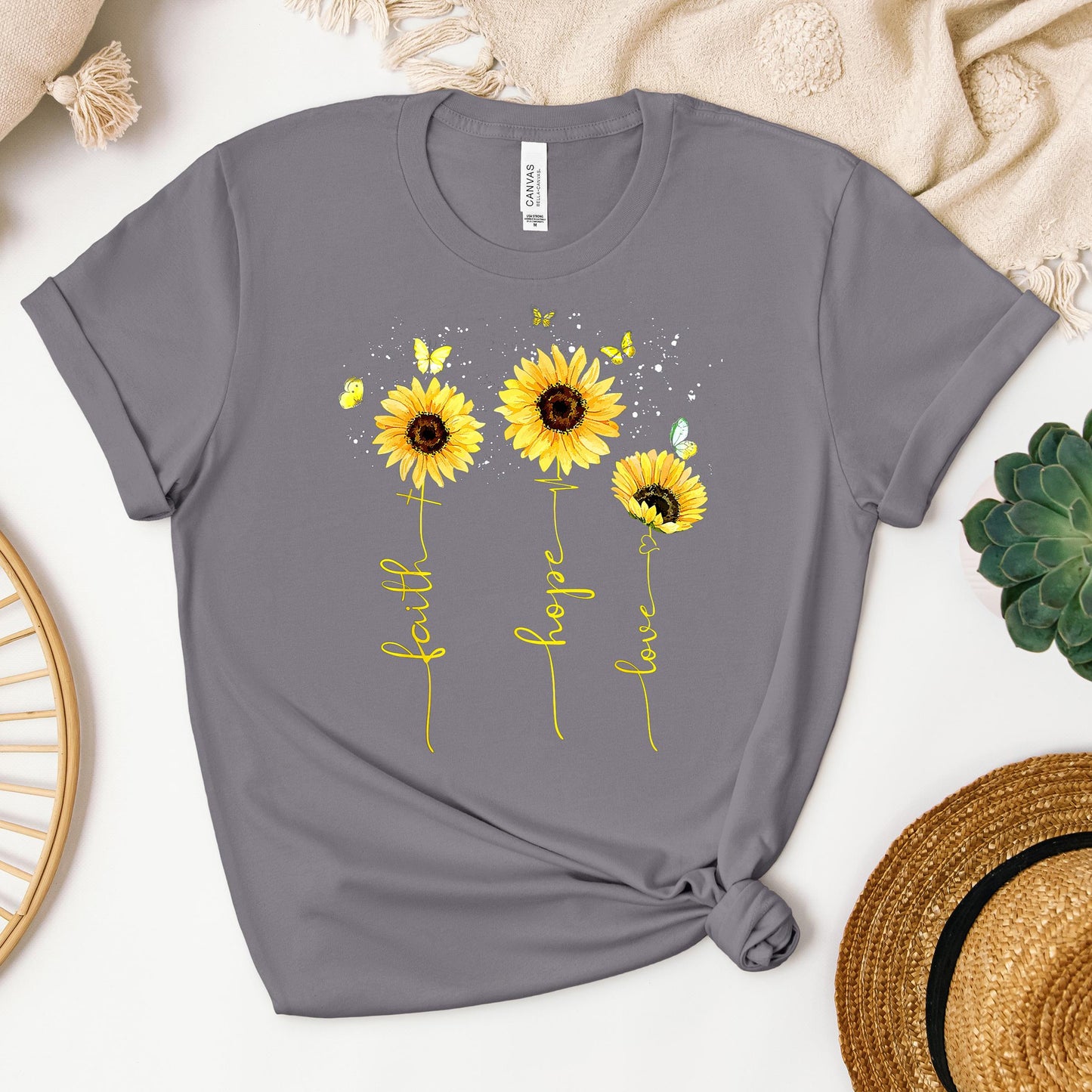 Faith Hope Love Sunflower Butterfly