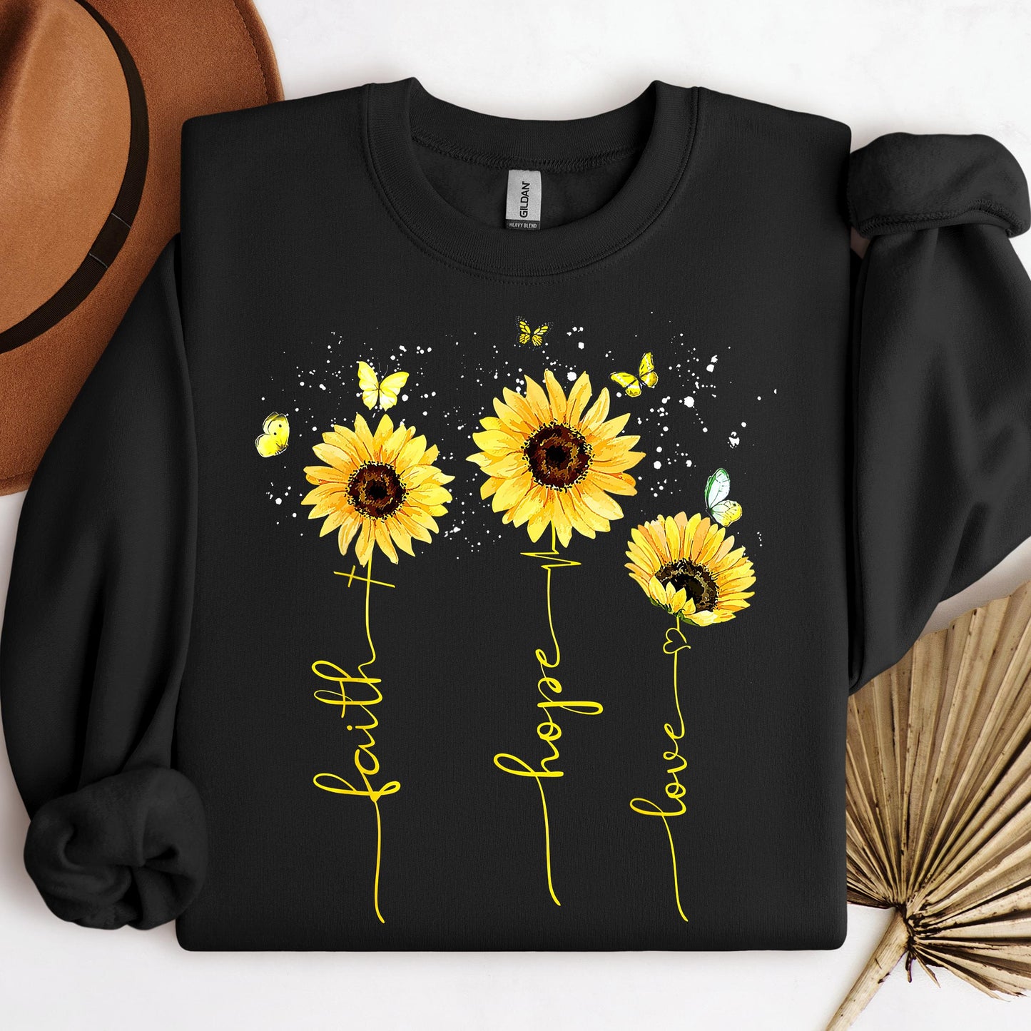 Faith Hope Love Sunflower Butterfly
