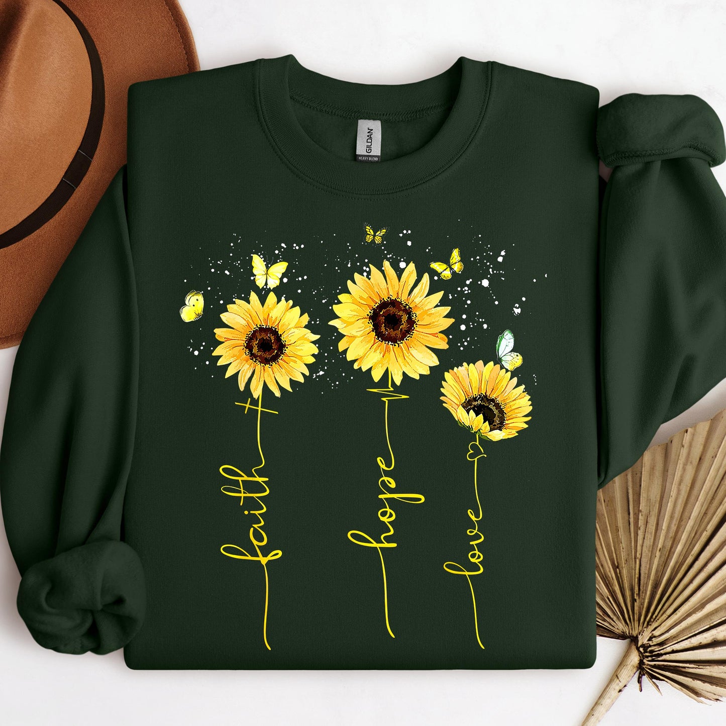 Faith Hope Love Sunflower Butterfly