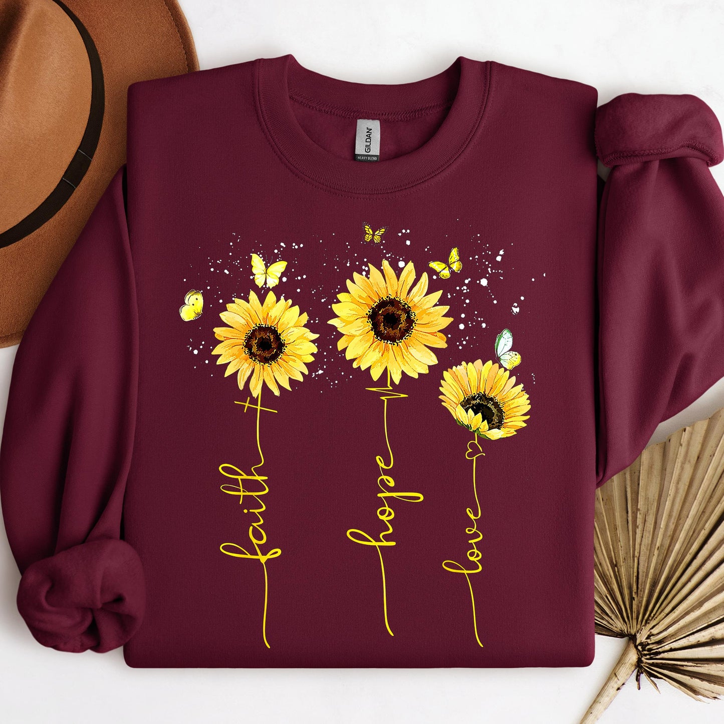 Faith Hope Love Sunflower Butterfly