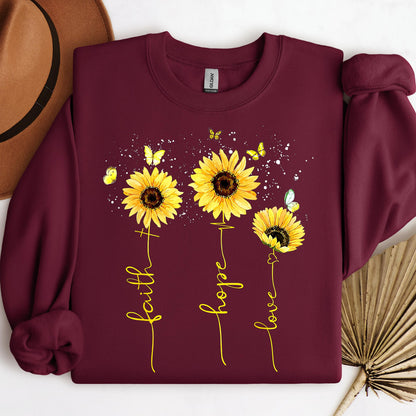 Faith Hope Love Sunflower Butterfly