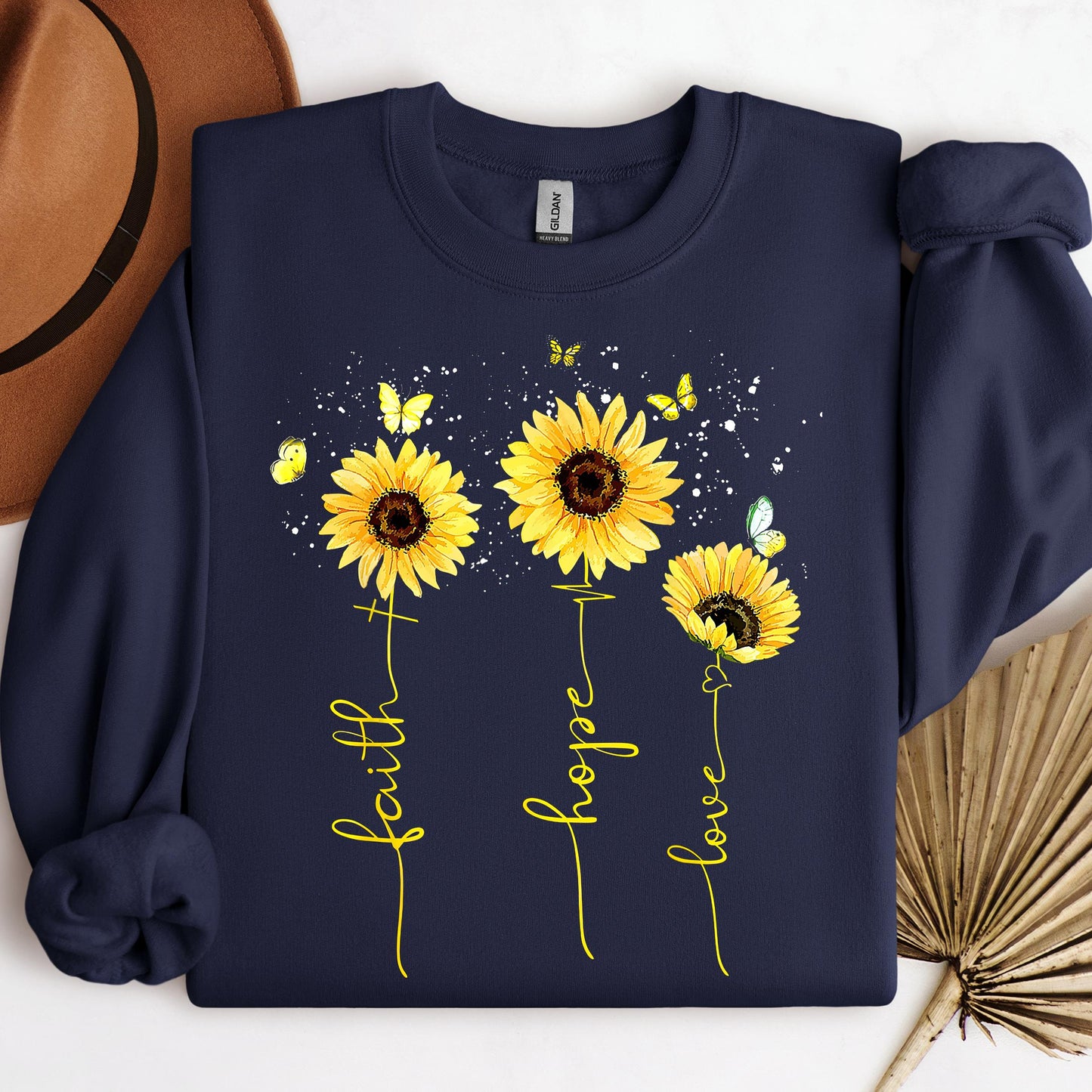 Faith Hope Love Sunflower Butterfly