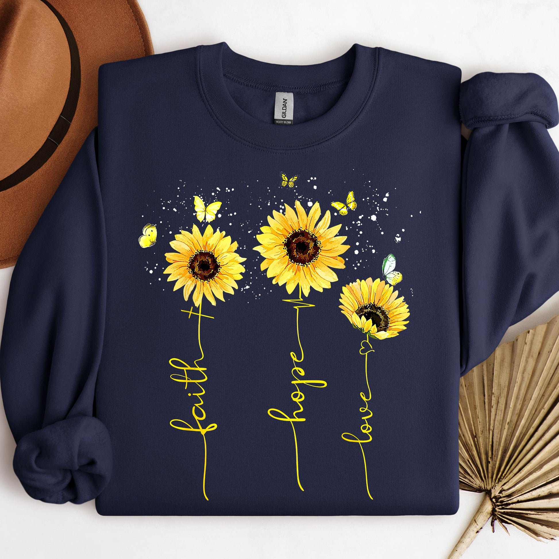 Faith Hope Love Sunflower Butterfly