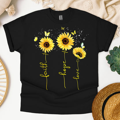 Faith Hope Love Sunflower Butterfly