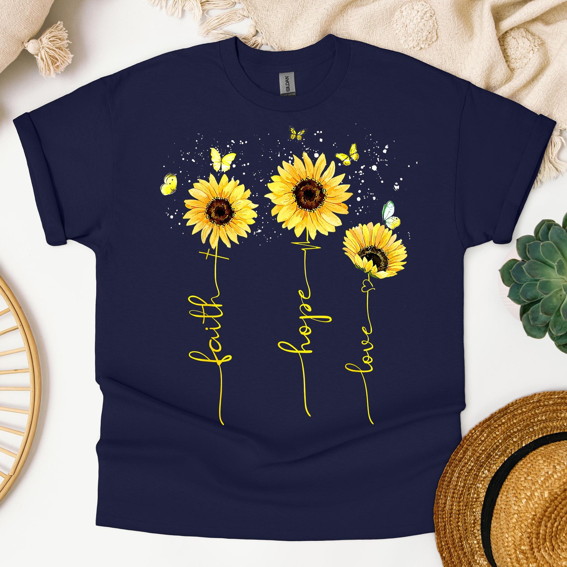 Faith Hope Love Sunflower Butterfly