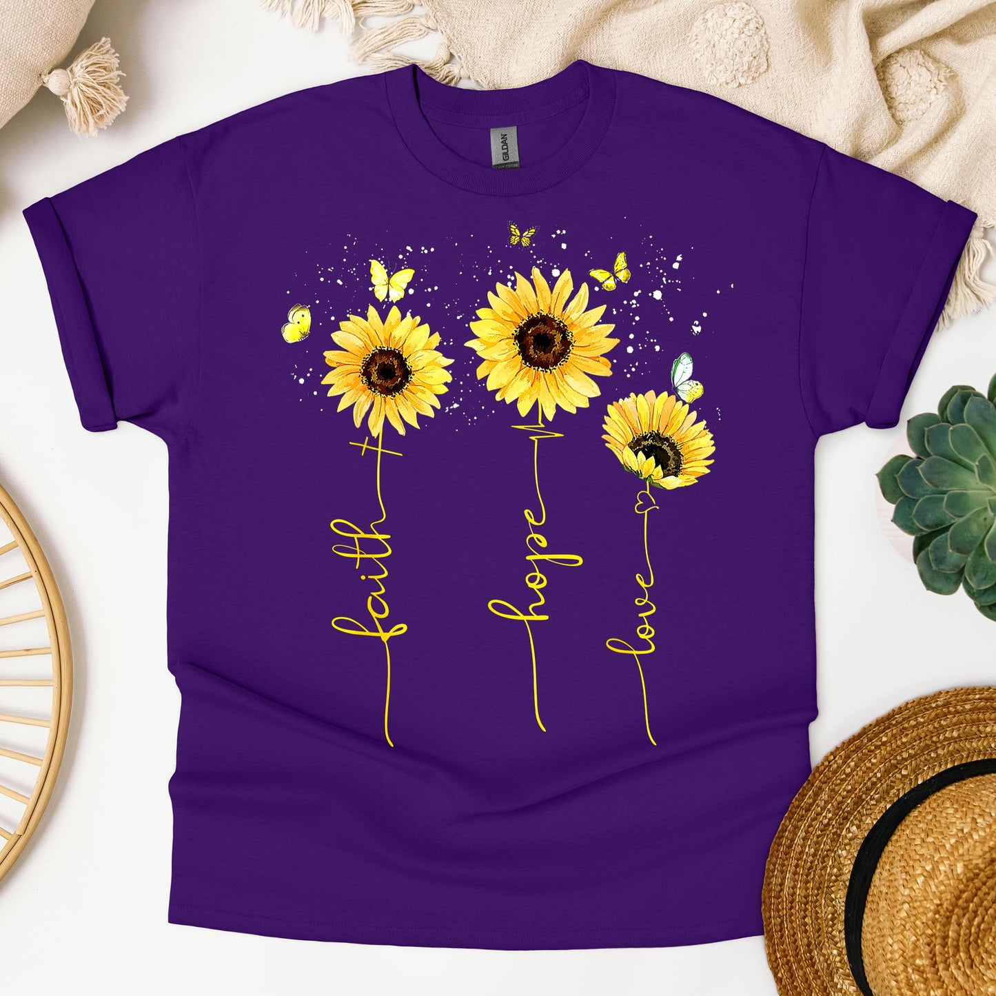 Faith Hope Love Sunflower Butterfly