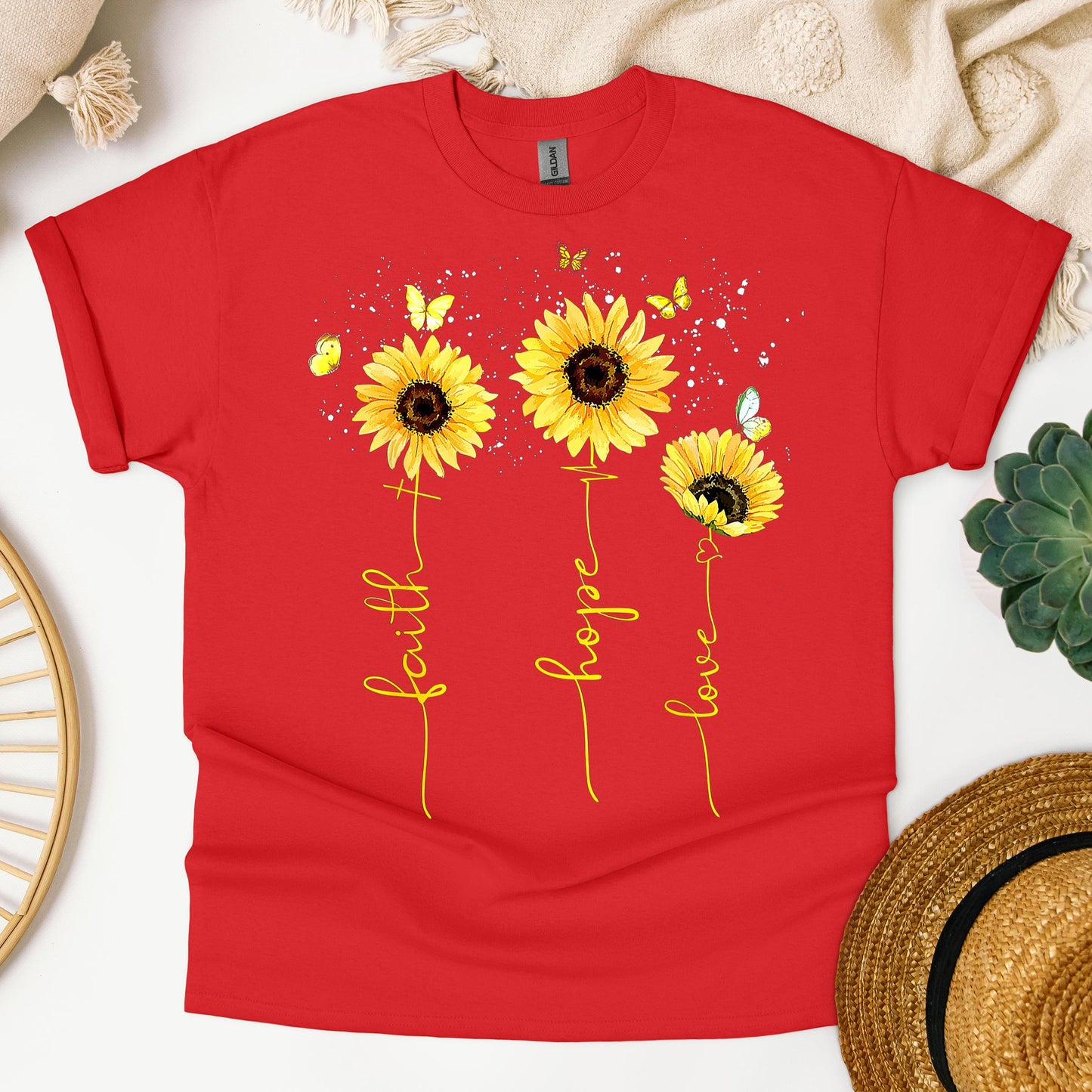 Faith Hope Love Sunflower Butterfly