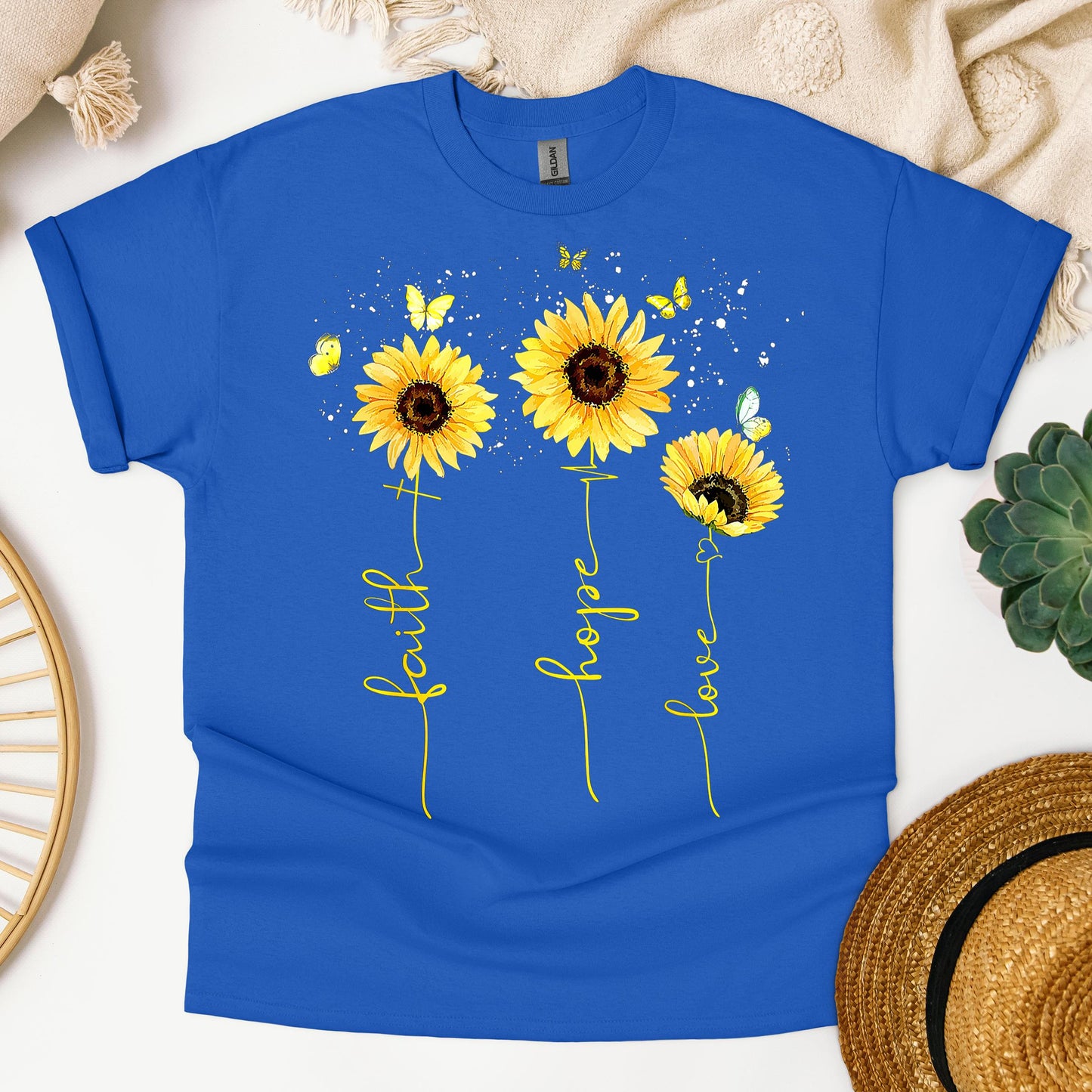 Faith Hope Love Sunflower Butterfly