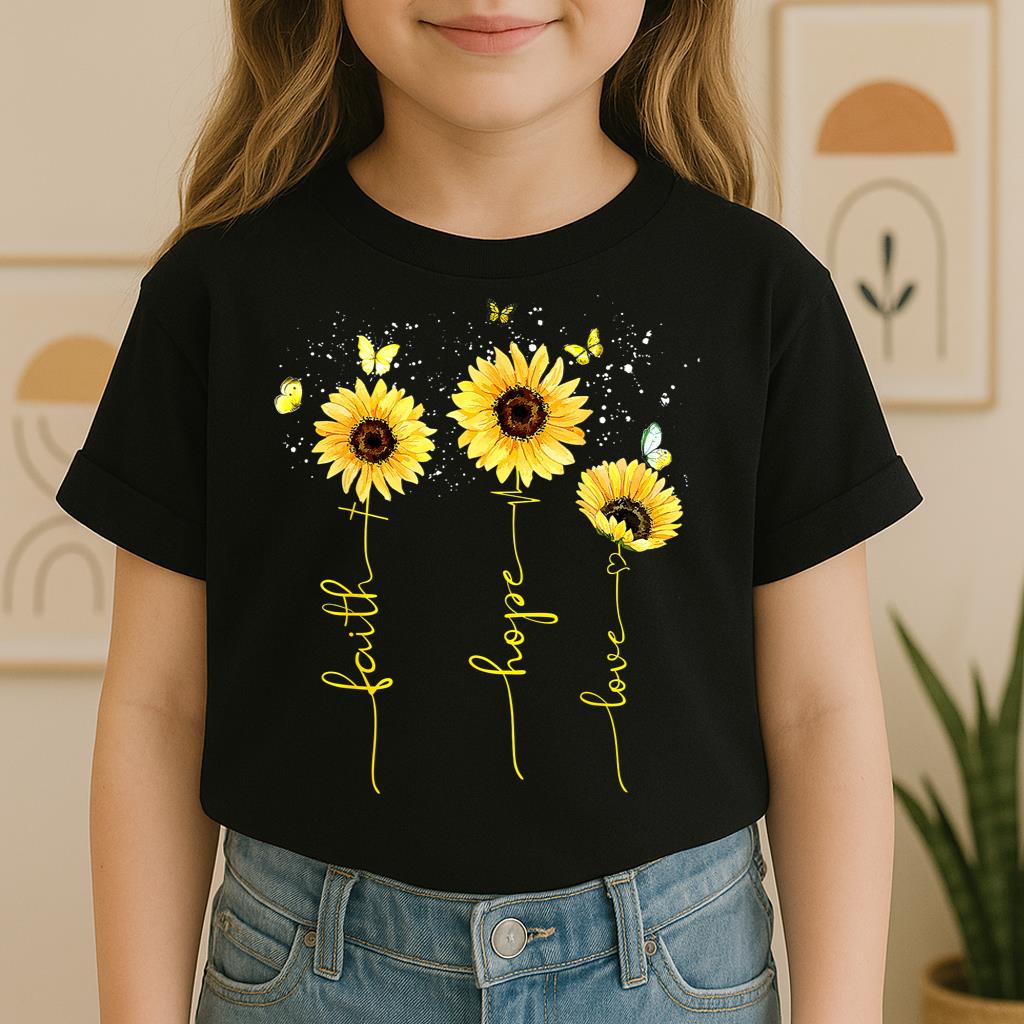 Faith Hope Love Sunflower Butterfly