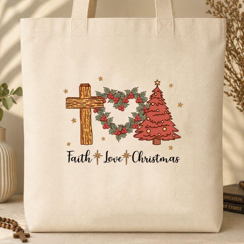 Faith Love Christmas Tote Bag