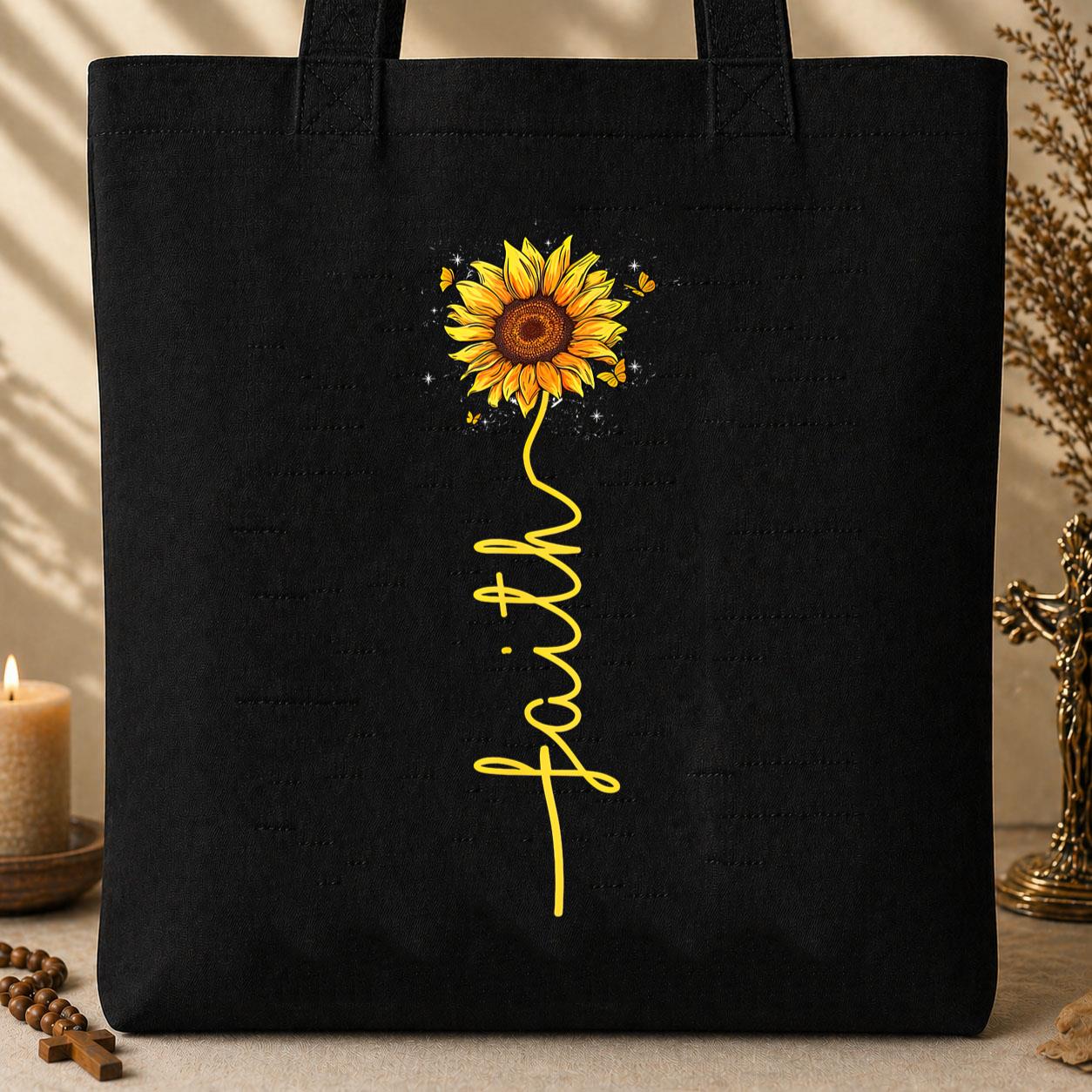 Faith Sunflower Butterfly 02 Tote Bag