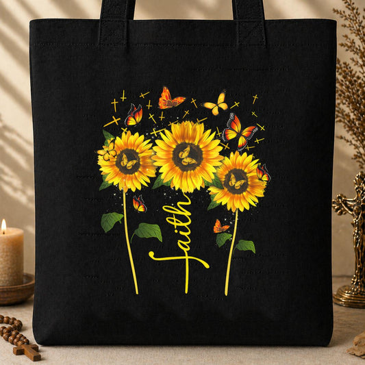 Faith Sunflower Butterfly 03 Tote Bag