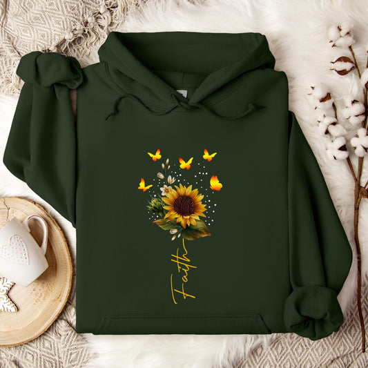 Faith Sunflower Butterfly Yarn Hoodie