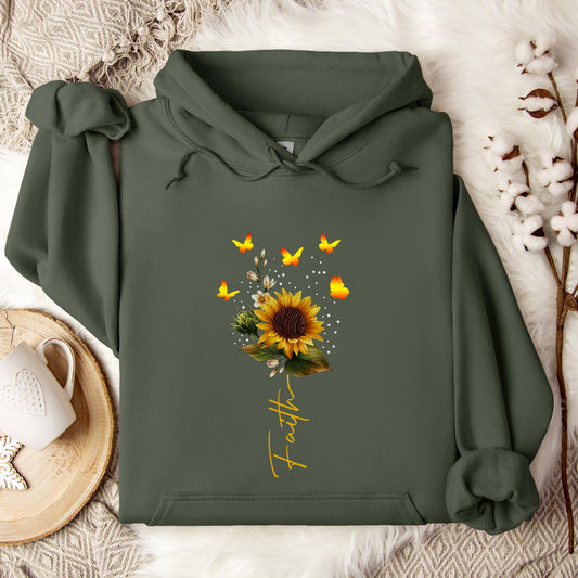 Faith Sunflower Butterfly Yarn Hoodie