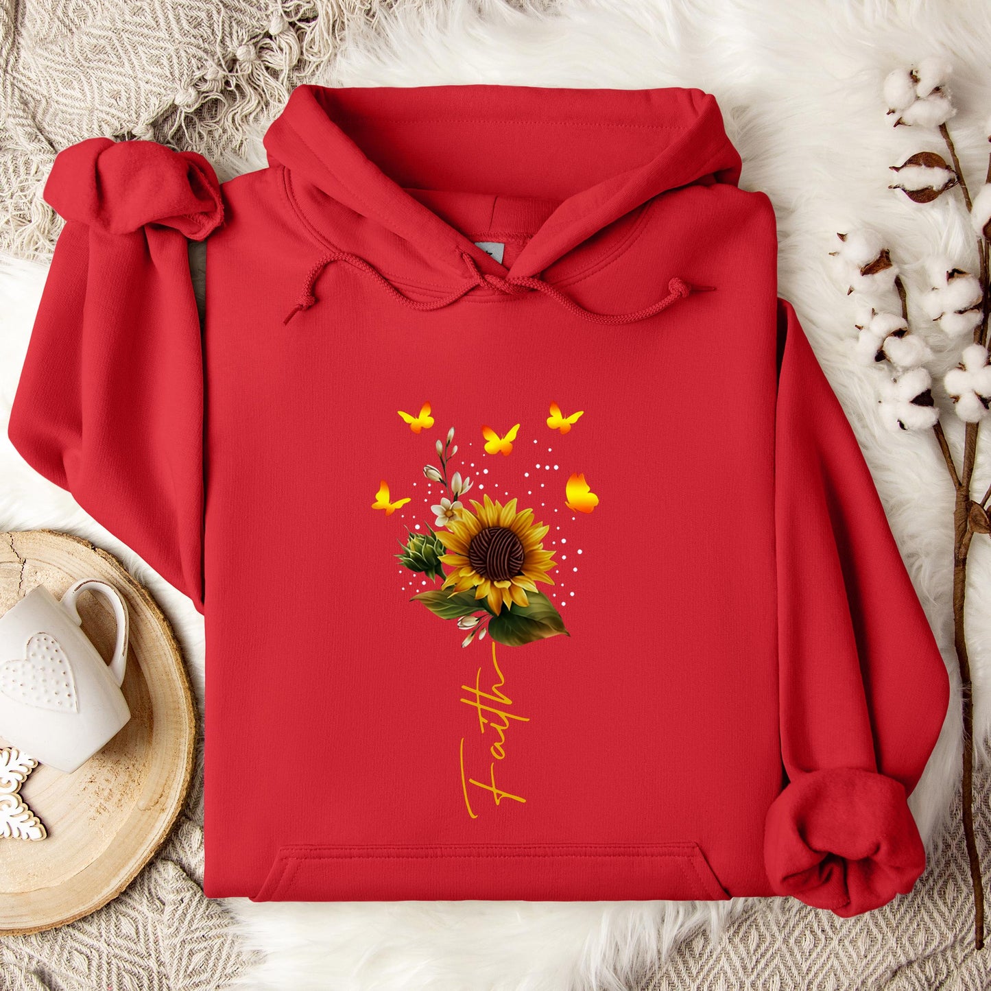 Faith Sunflower Butterfly Yarn Hoodie