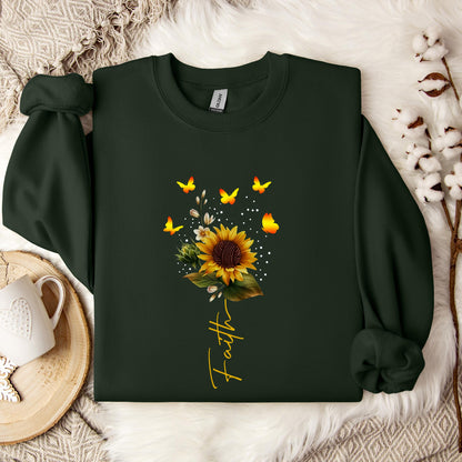 Faith Sunflower Butterfly Yarn Sweatshirt