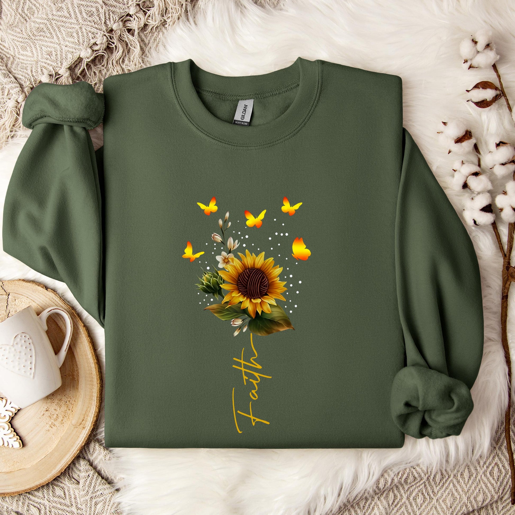 Faith Sunflower Butterfly Yarn Sweatshirt