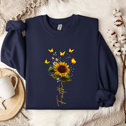 Faith Sunflower Butterfly Yarn Sweatshirt