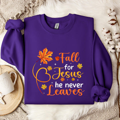 Fall For Jesus He Never Leaves 08 Sweatshirt