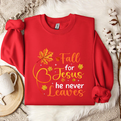 Fall For Jesus He Never Leaves 08 Sweatshirt