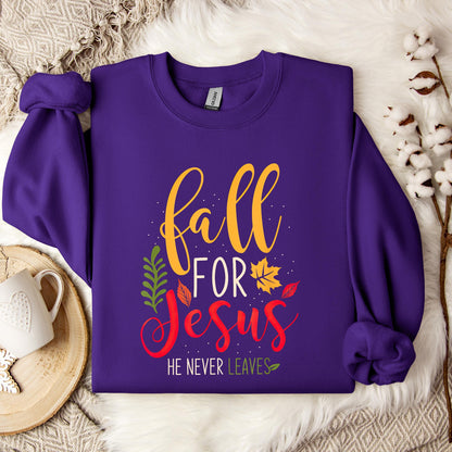 Fall For Jesus He Never Leaves 09 Sweatshirt