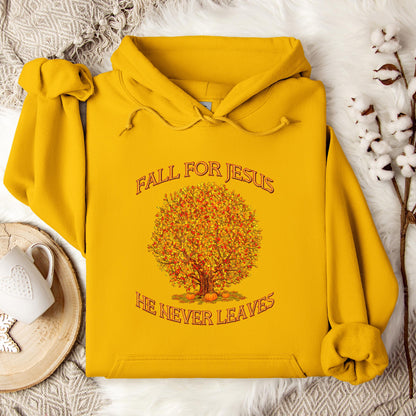 Fall For Jesus He Never Leaves 14 Hoodie
