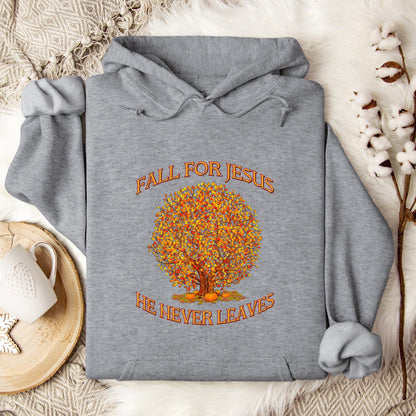 Fall For Jesus He Never Leaves 14 Hoodie