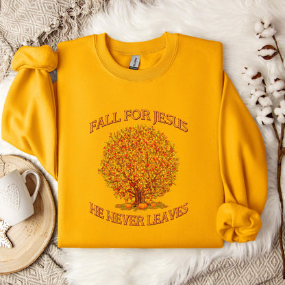 Fall For Jesus He Never Leaves 14 Sweatshirt