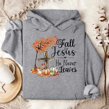 Fall For Jesus He Never Leaves 21 Hoodie