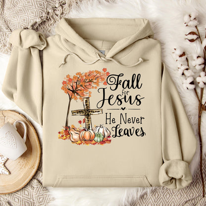 Fall For Jesus He Never Leaves 21 Hoodie