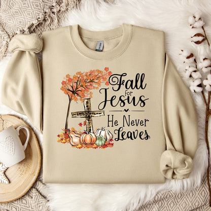 Fall For Jesus He Never Leaves 21 Sweatshirt