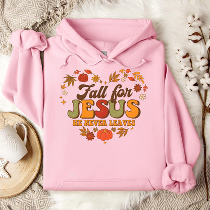 Fall For Jesus He Never Leaves 22 Hoodie
