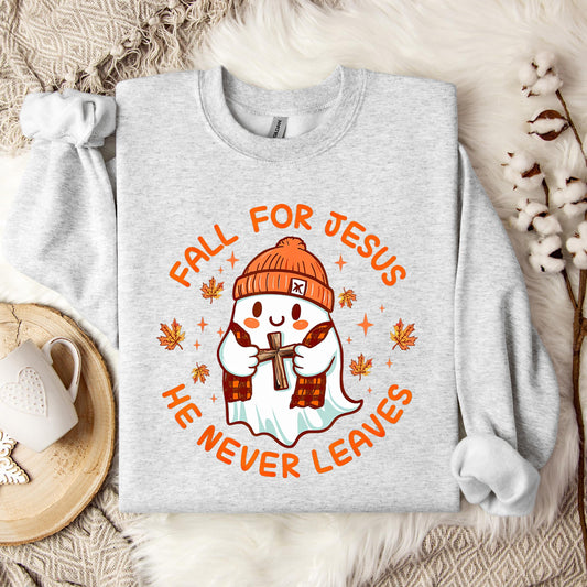 Fall For Jesus He Never Leaves 23 Sweatshirt