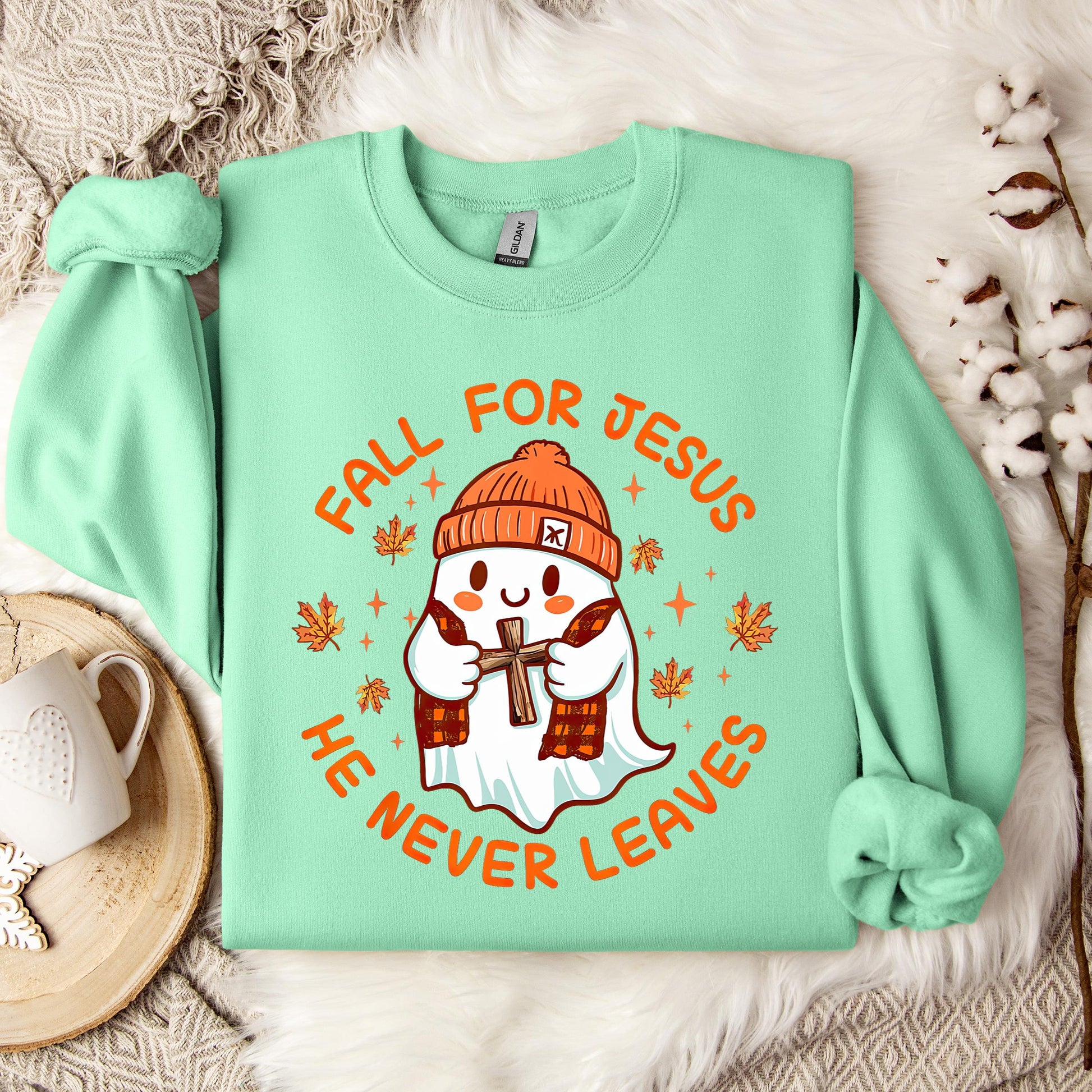 Fall For Jesus He Never Leaves 23 Sweatshirt