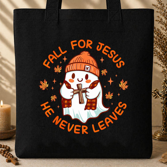 Fall For Jesus He Never Leaves 23 Tote Bag