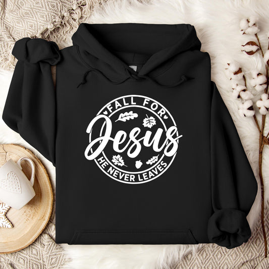 Fall For Jesus He Never Leaves 24 Hoodie
