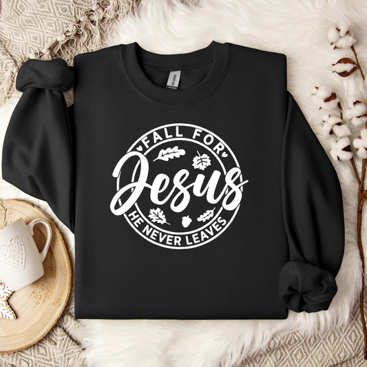 Fall For Jesus He Never Leaves 24 Sweatshirt