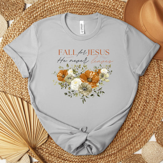 Fall For Jesus He Never Leaves 25 Premium T-shirt