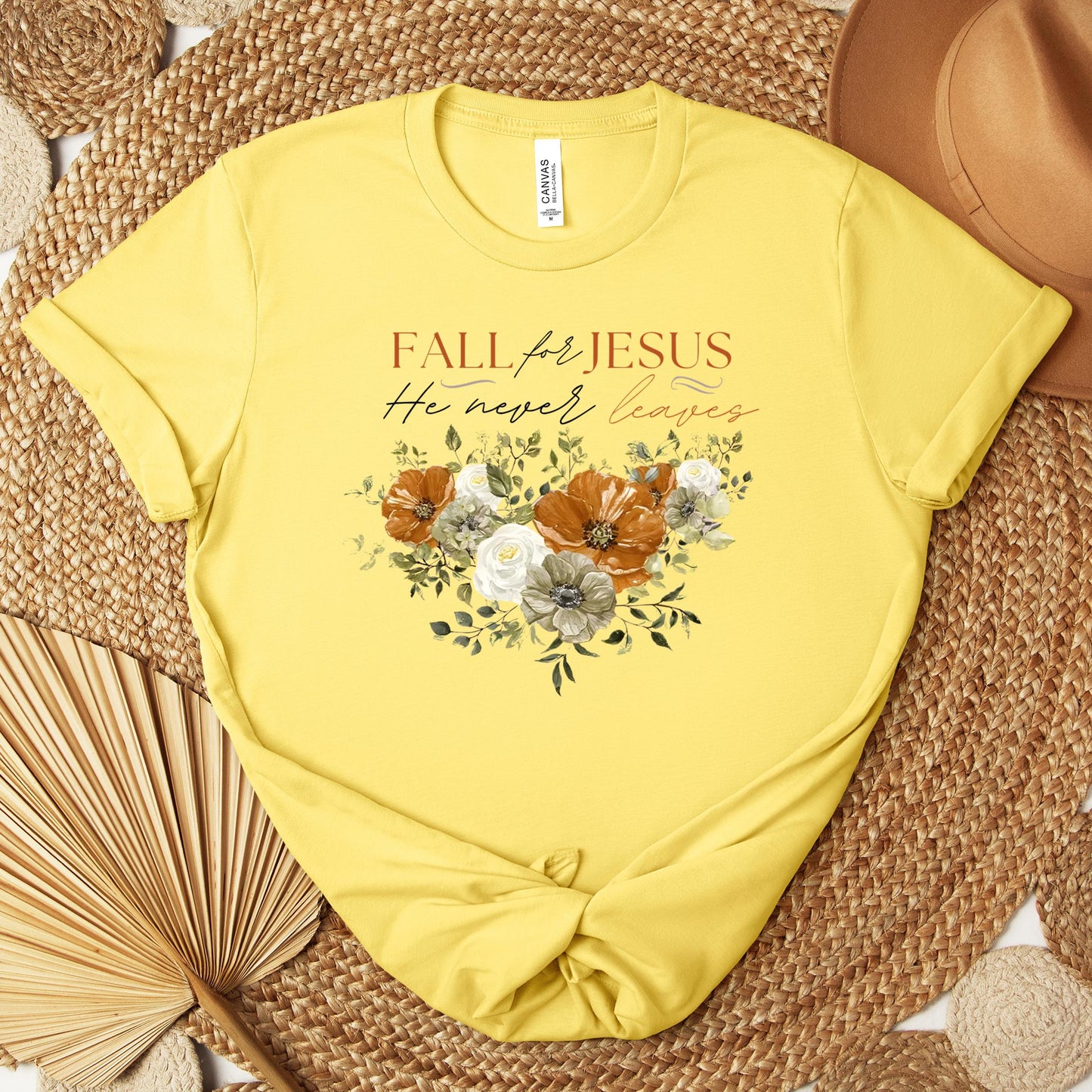 Fall For Jesus He Never Leaves 25 Premium T-shirt