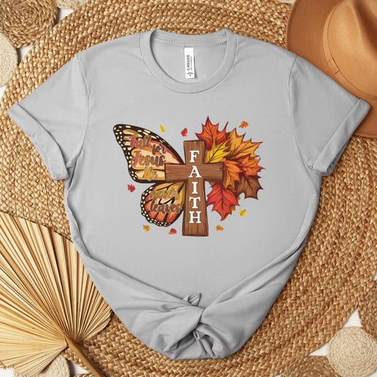 Fall For Jesus He Never Leaves Faith Cross Premium T-shirt