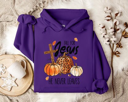 Fall For Jesus He Never Leaves Hoodie